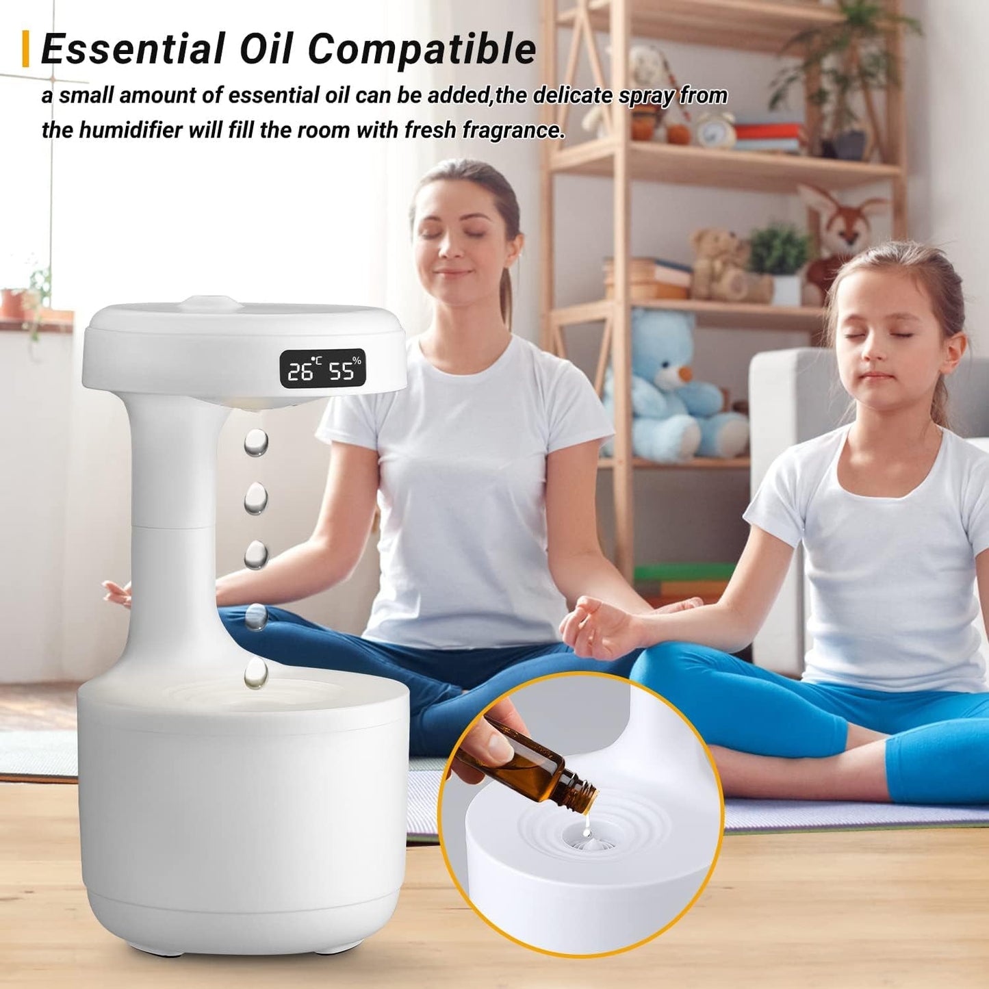 EQUINOX 2025 Floating Anti-Gravity Humidifier | Smart Cool-Mist Lamp with LED Clock (800ml)