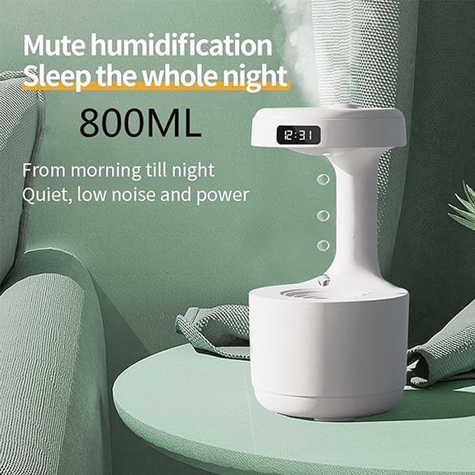 EQUINOX 2025 Floating Anti-Gravity Humidifier | Smart Cool-Mist Lamp with LED Clock (800ml)