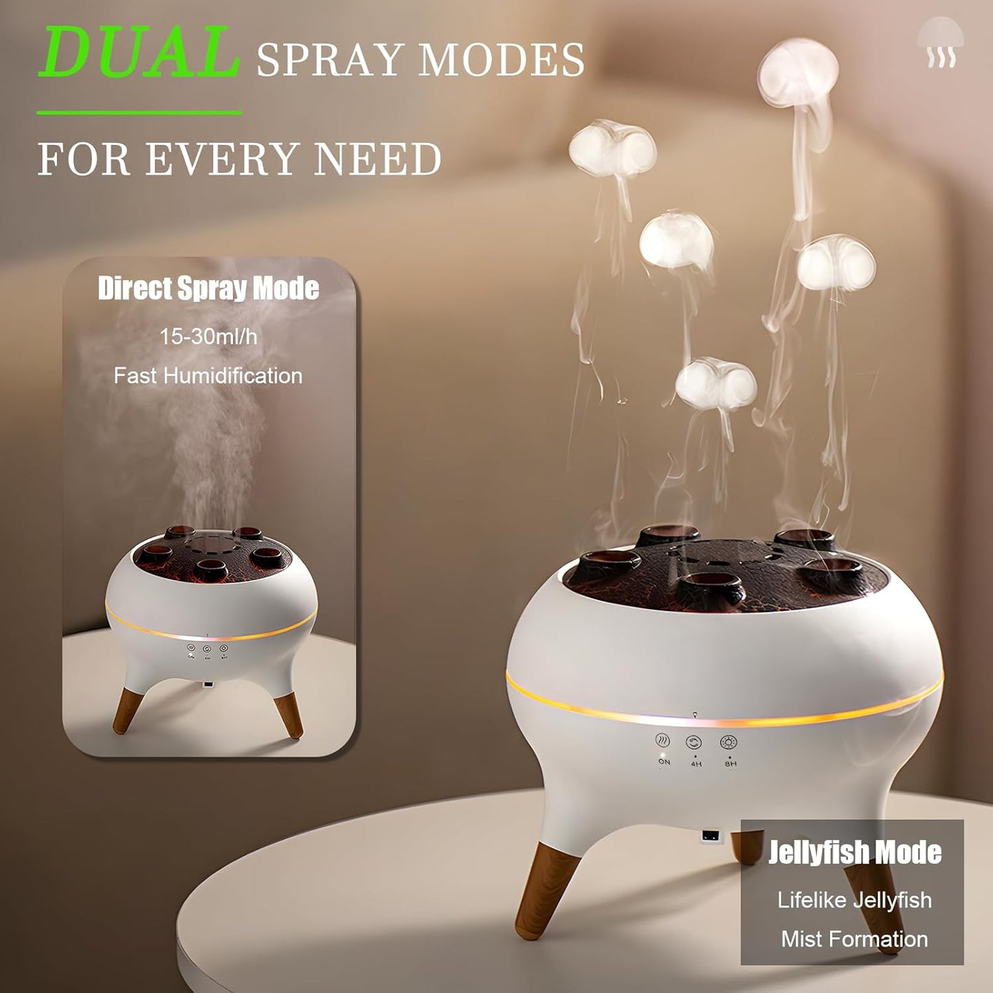 The EQUINOX Jellyfish Aroma Diffuser, Multi-Spray Humidifier with Remote Control - Colorful Jellyfish Aromatherapy Machine