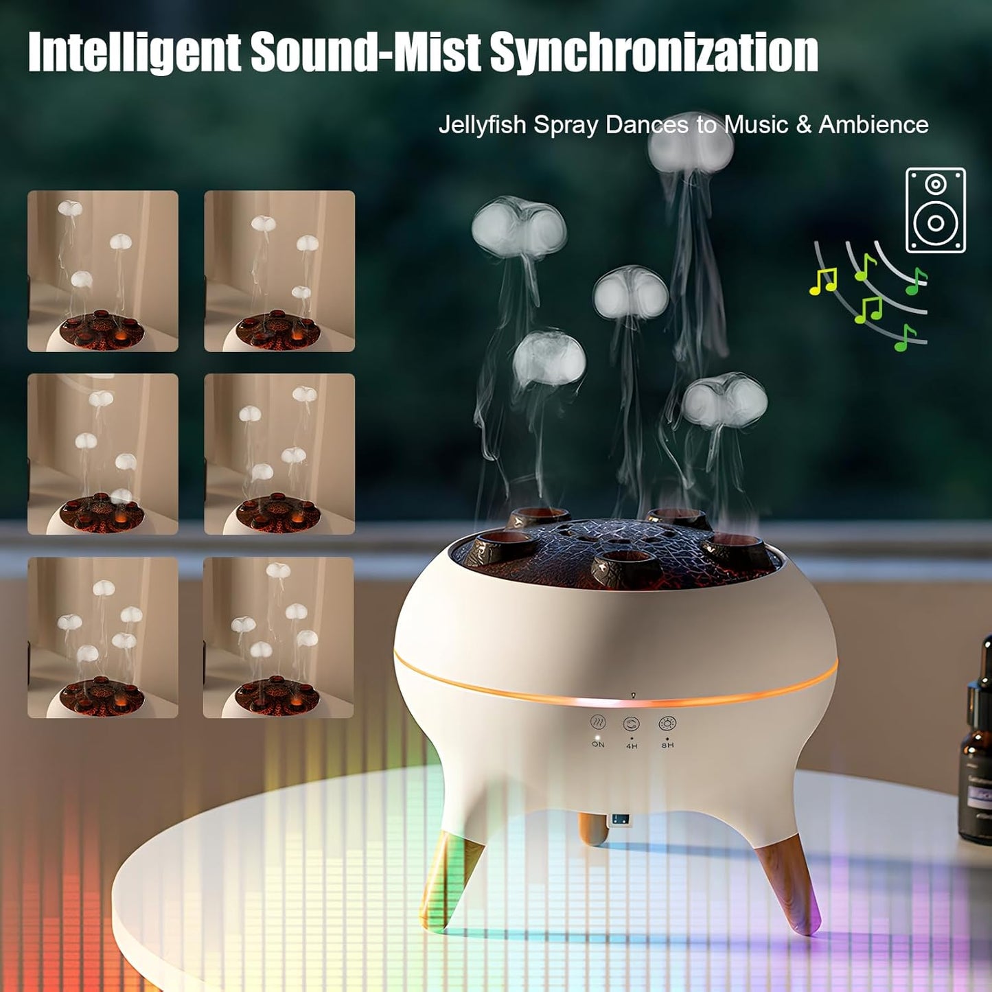 The EQUINOX Jellyfish Aroma Diffuser, Multi-Spray Humidifier with Remote Control - Colorful Jellyfish Aromatherapy Machine