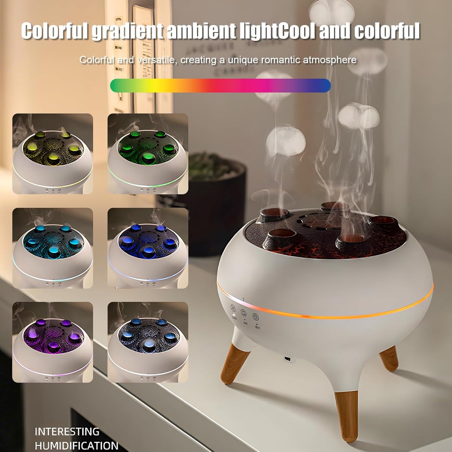 The EQUINOX Jellyfish Aroma Diffuser, Multi-Spray Humidifier with Remote Control - Colorful Jellyfish Aromatherapy Machine