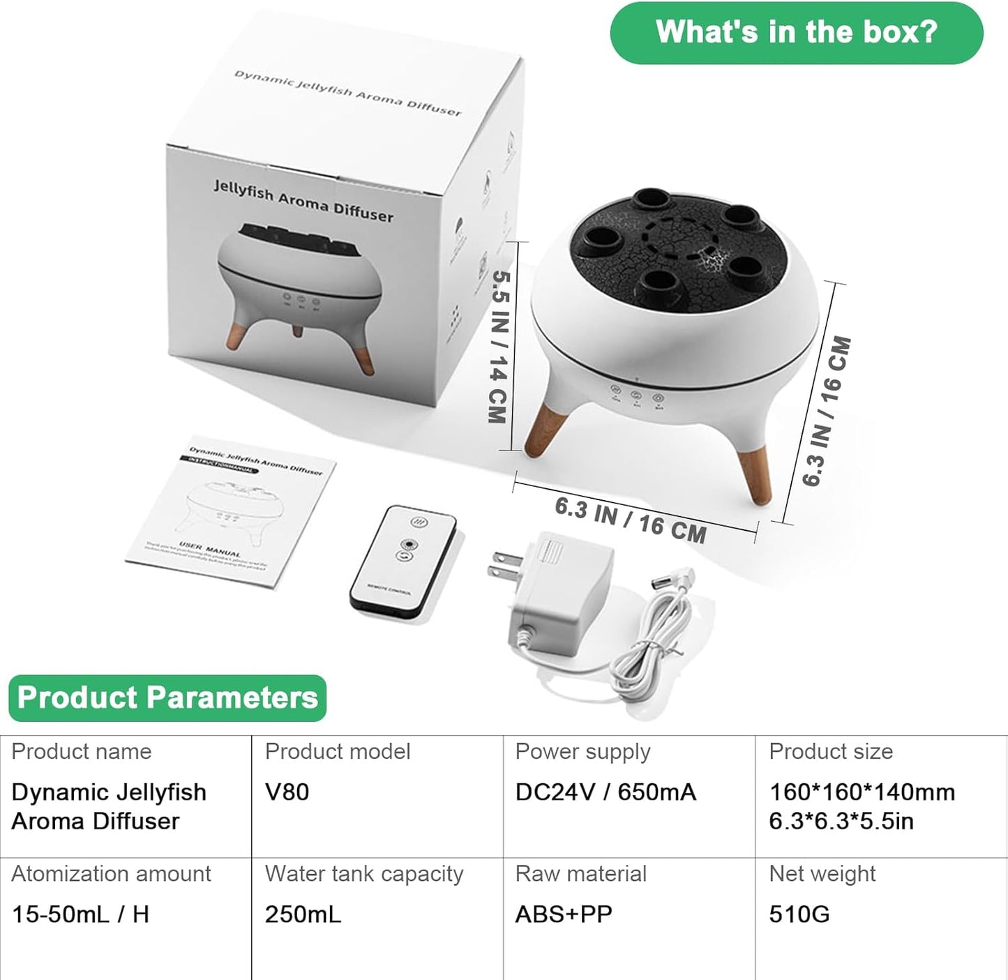 The EQUINOX Jellyfish Aroma Diffuser, Multi-Spray Humidifier with Remote Control - Colorful Jellyfish Aromatherapy Machine