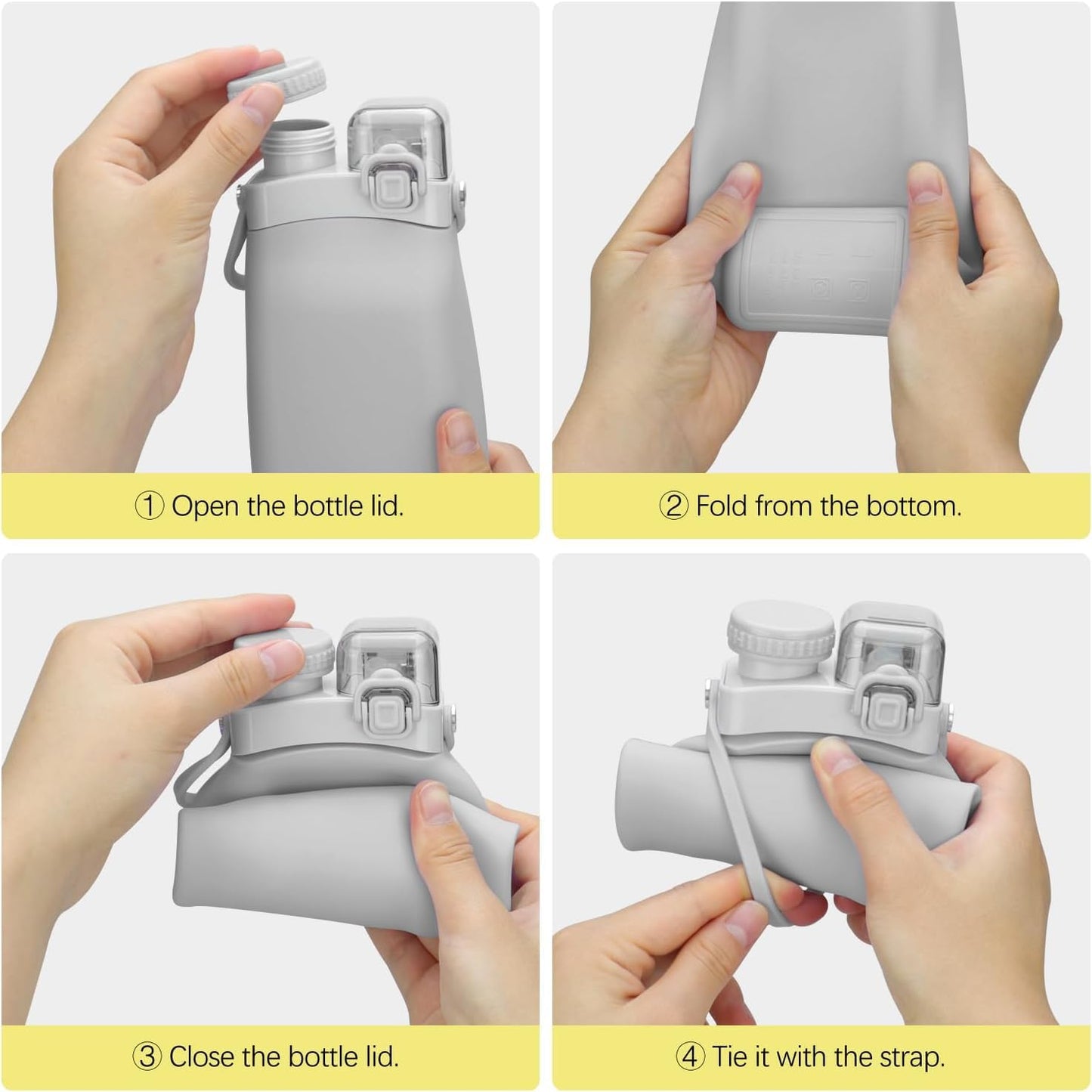 EQUINOX INDIA'S Collapsible Silicone Water Bottle - 600 ml Folding With Straw and Hook - Portable for Hiking, Camping, Sports, Road Trips, Outdoor