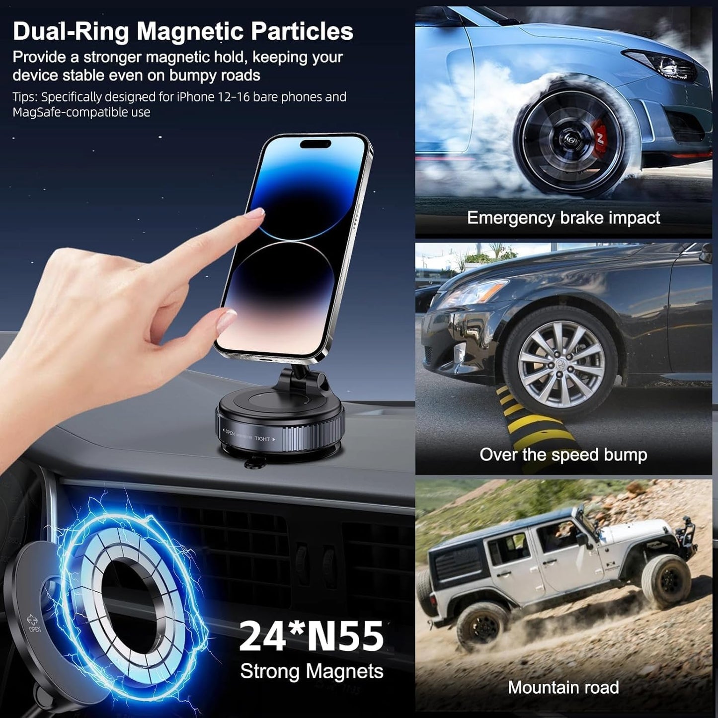 Magnetic suction phone holder