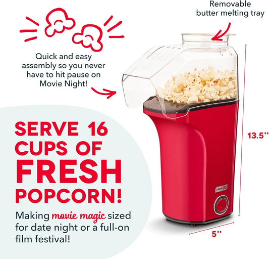 EQUINOX INDIA Hot Air Popcorn Maker Machine for Home – Oil Free Electric Retro Popcorn Maker