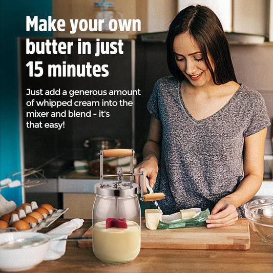 EQUINOX™ Hand Crank Butter Maker – Traditional Glass Butter Churner for Fresh Homemade Makkhan (Butter)