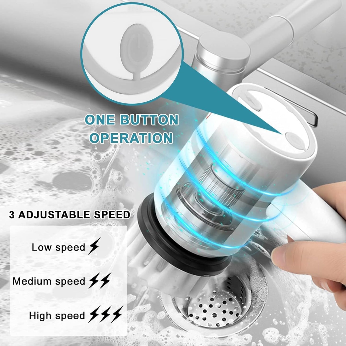 Multi-Functional Electric Cleaning Brush 5 in 1 Magic Power Scrubber with 3 Brush Heads Household Cleaning Tools Cleaner Brush for Kitchen, Bathroom, Shower Tub, Carpet and Sink