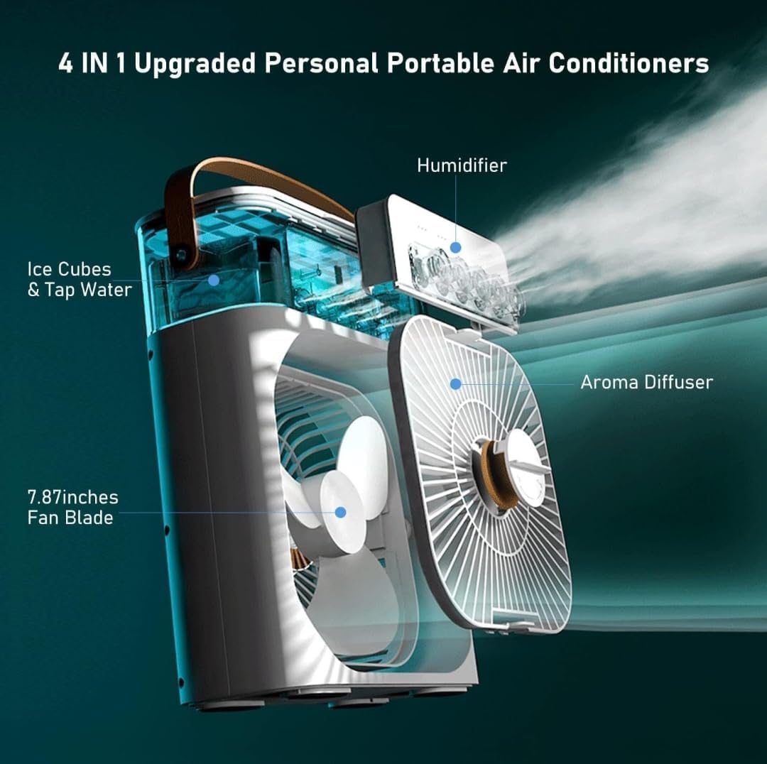 Equinox Personal Cooler: USB-Powered 4-in-1 Desk Fan, Humidifier & Air Freshener