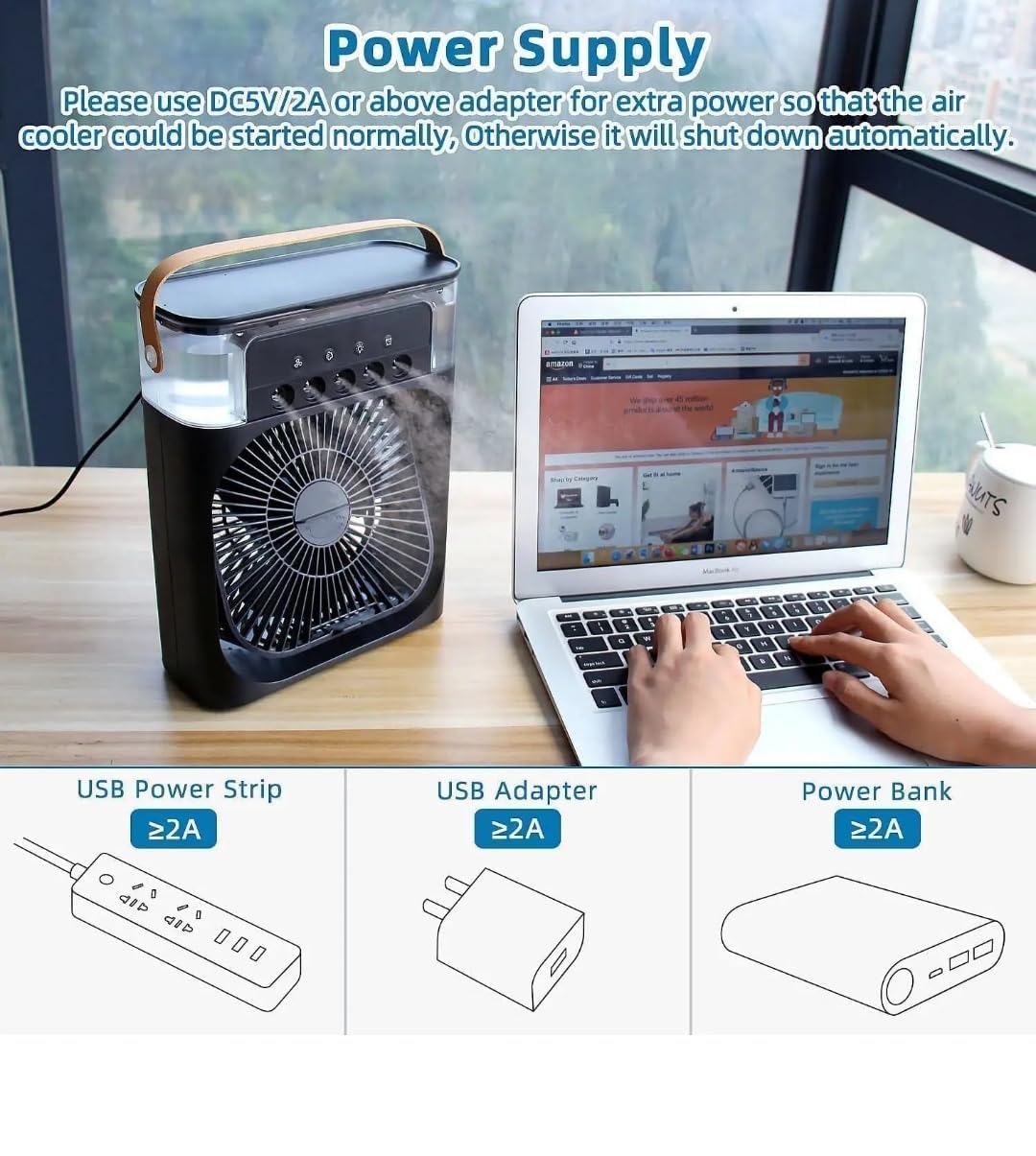 Equinox Personal Cooler: USB-Powered 4-in-1 Desk Fan, Humidifier & Air Freshener