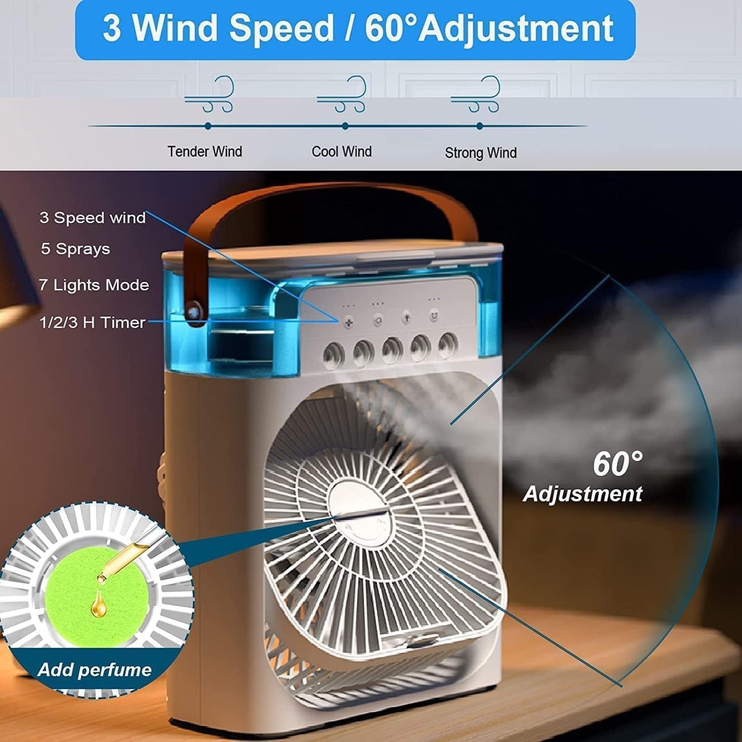 Equinox Personal Cooler: USB-Powered 4-in-1 Desk Fan, Humidifier & Air Freshener