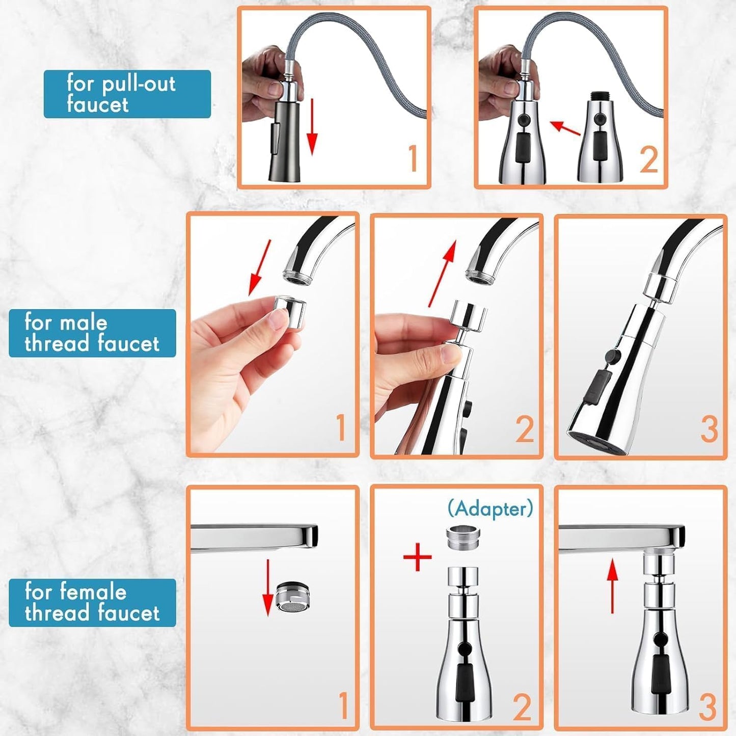 3 modes kitchen sink faucet