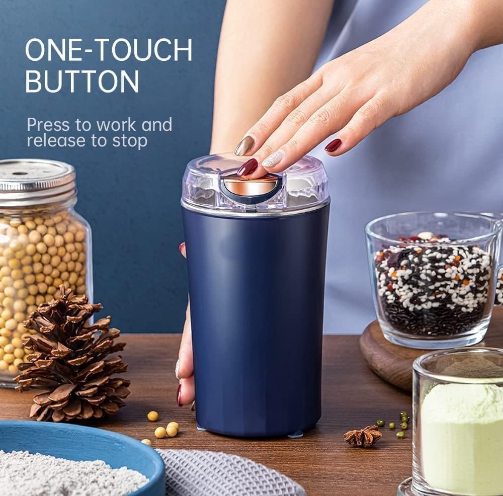 Electric Coffee & Spice Grinder – Stainless Steel Portable Mixer for Masala, Herbs, Dry Spices & Nuts – Push Button Control, Compact & Durable for Home Kitchen