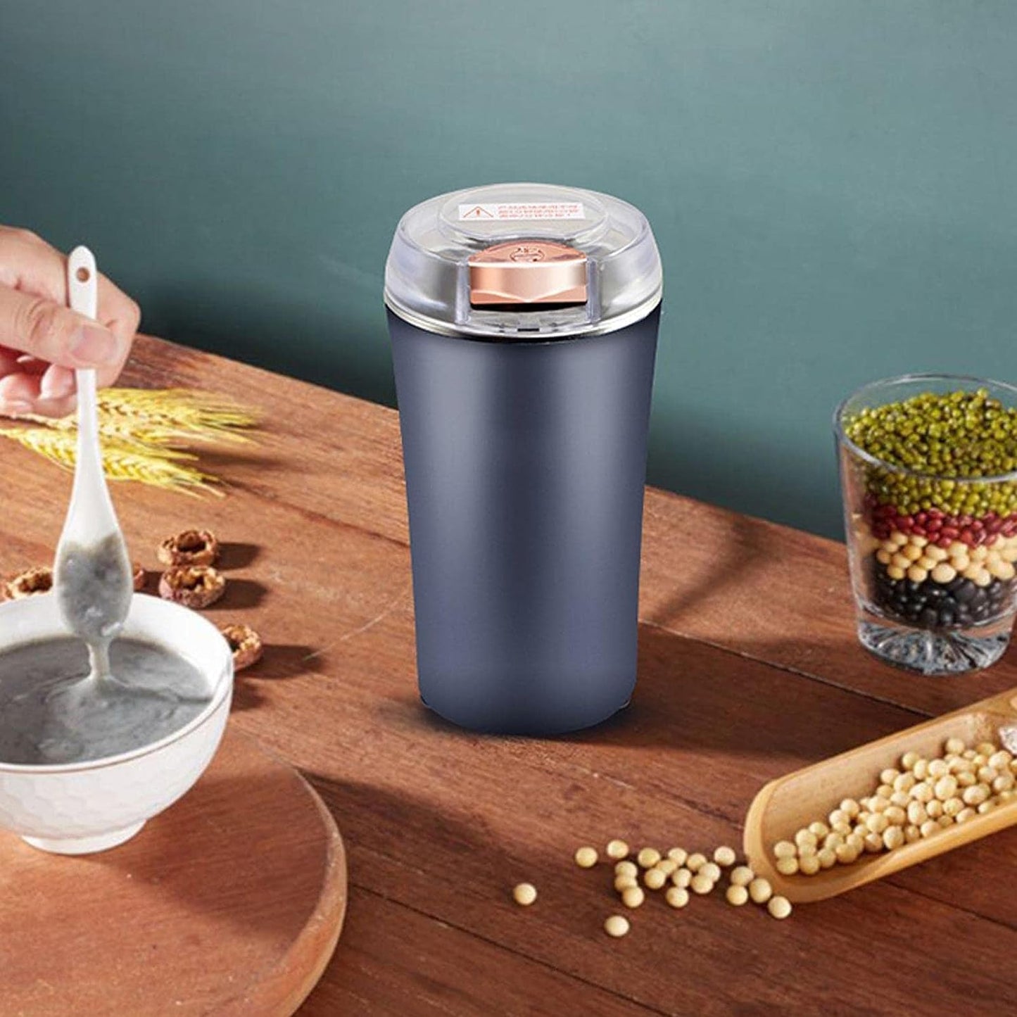 Electric Coffee & Spice Grinder – Stainless Steel Portable Mixer for Masala, Herbs, Dry Spices & Nuts – Push Button Control, Compact & Durable for Home Kitchen