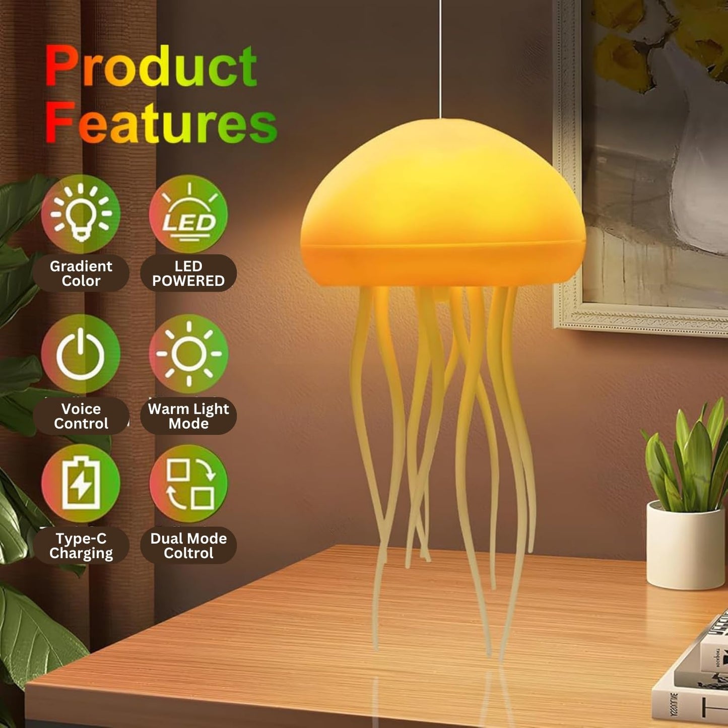 EQUINOX India Jellyfish LED Lamp | Color Changing Ambient Night Light for Home & Kids Room