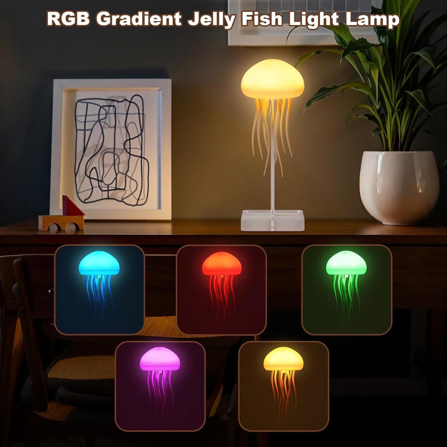 EQUINOX India Jellyfish LED Lamp | Color Changing Ambient Night Light for Home & Kids Room