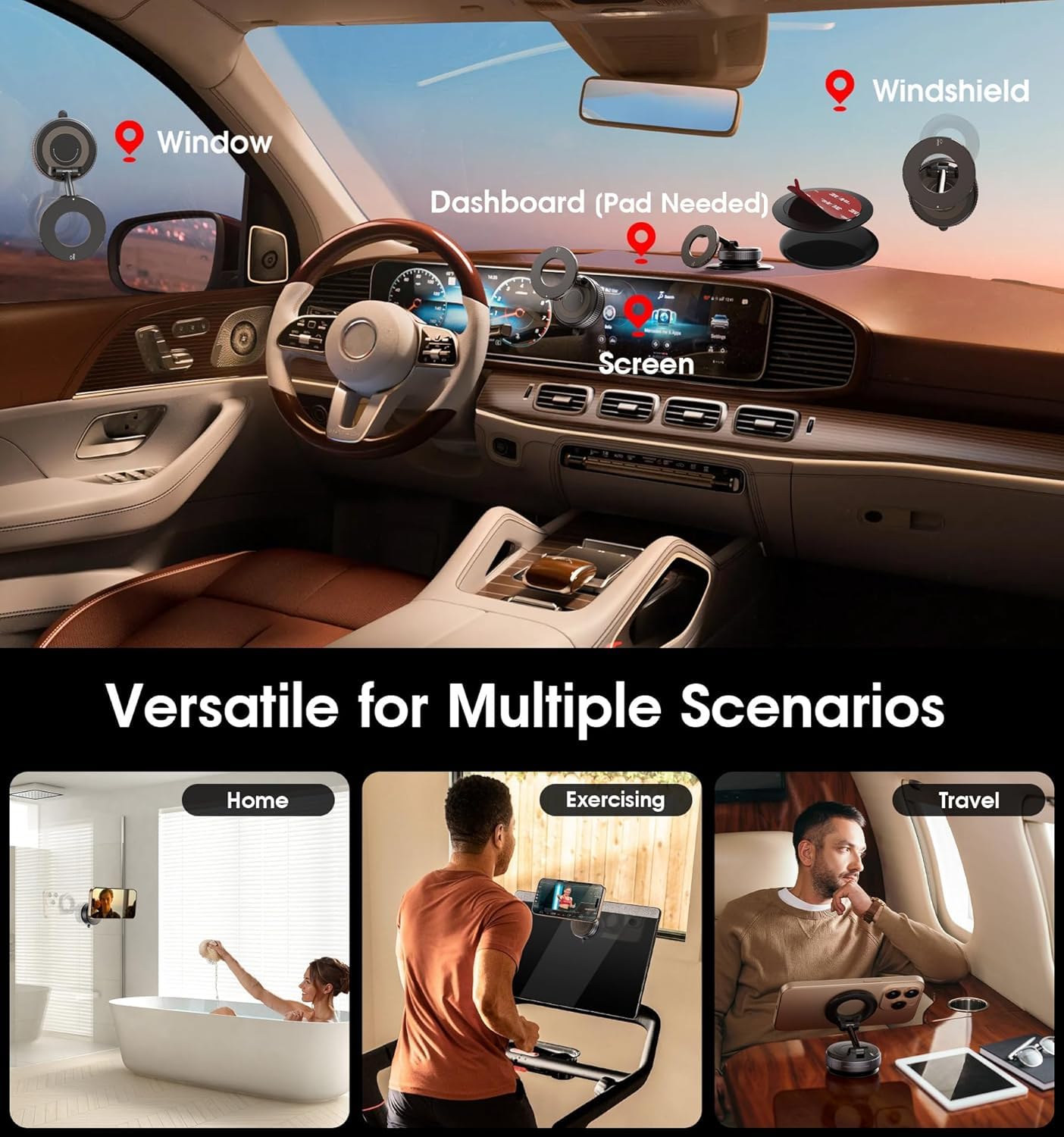 Magnetic suction phone holder