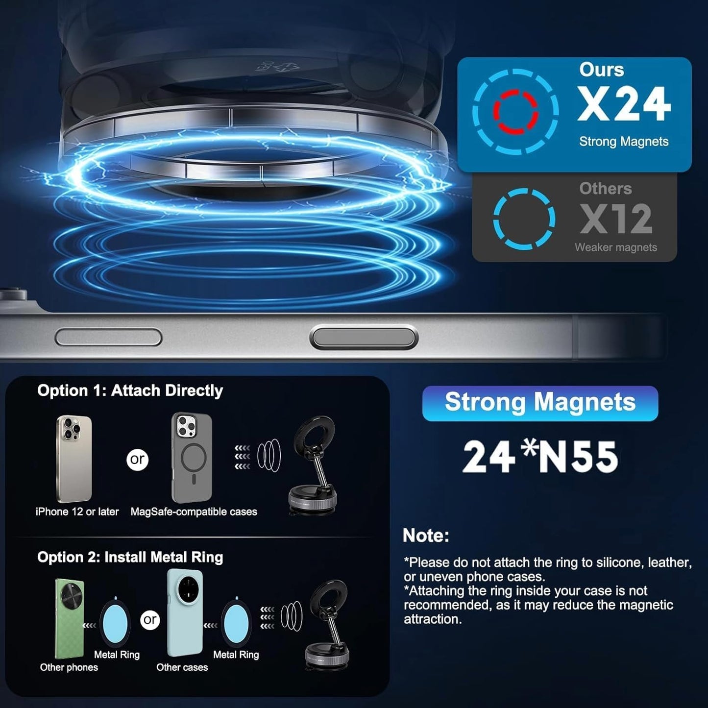 Magnetic suction phone holder