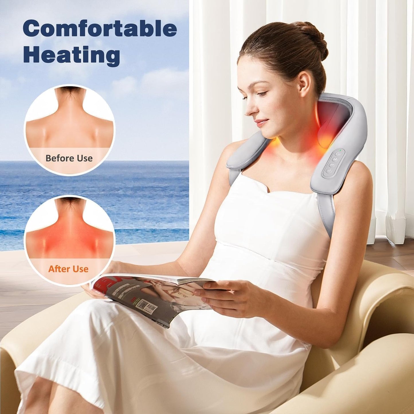 EQUINOX 5D Deep Tissue Heated Neck & Back Pain Relief Massager
