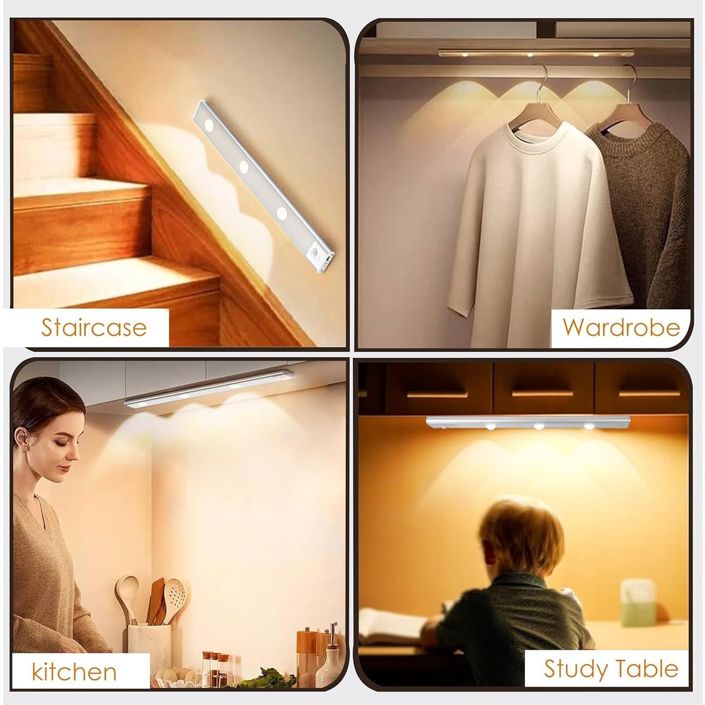 LED PIR Motion Sensor Cabinet  With USB Rechargeble