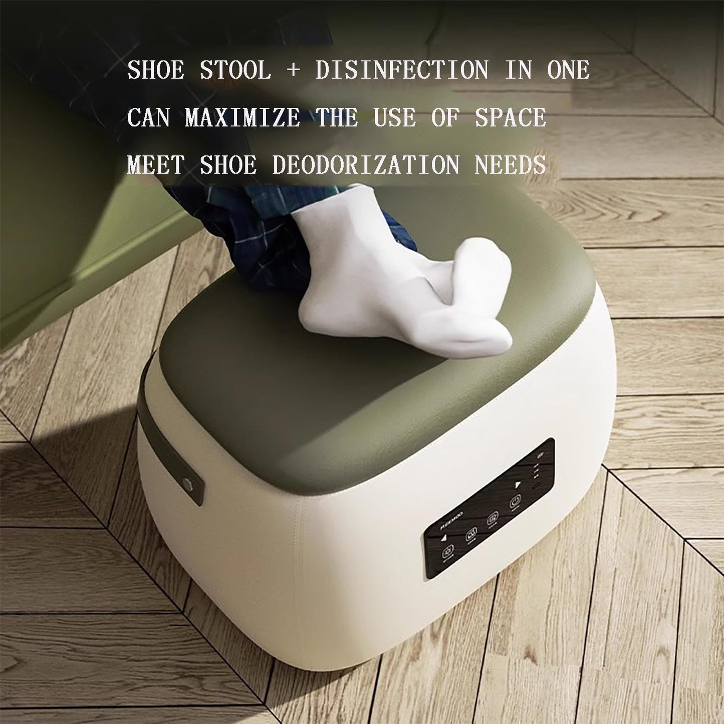 EQUINOX_INDIA Shoe Disinfection & Sanitization Box with Dual Ozone mode & UV Light + High Quality  Luxurious Leather Stool 2in1