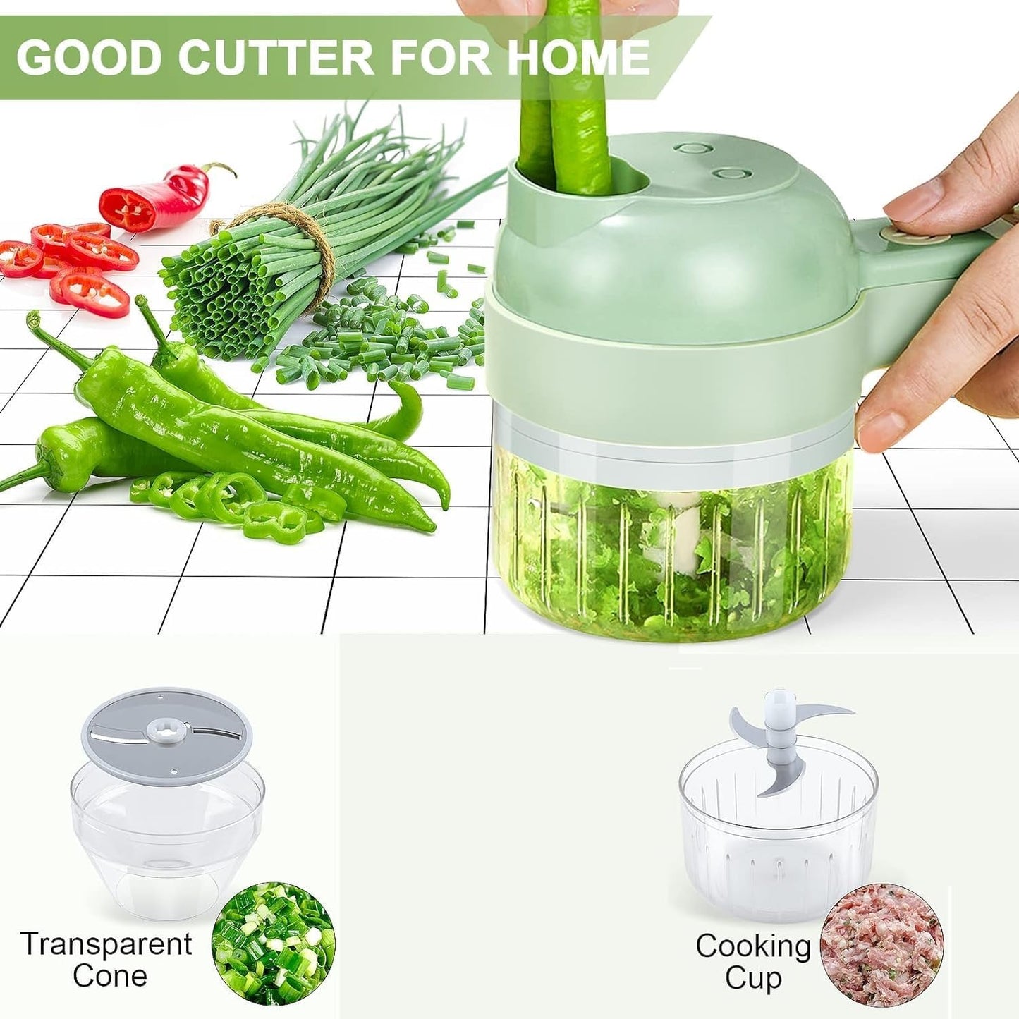 4 in 1 Mini electric handheld vegetable chopper
