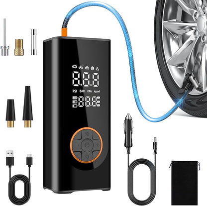 💨 EQUINOX AirBlaze™ Smart Portable Tyre Inflator | Dual Power 6000mAh Rechargeable Air Pump | 150 PSI Fast Inflation for Car, Bike & Sports
