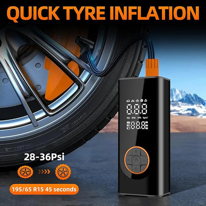 💨 EQUINOX AirBlaze™ Smart Portable Tyre Inflator | Dual Power 6000mAh Rechargeable Air Pump | 150 PSI Fast Inflation for Car, Bike & Sports