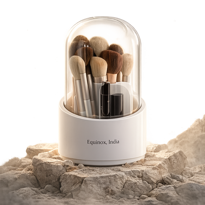 EQUINOX INDIA 360° Rotating Makeup Organizer with Lid – Dustproof Vanity Storage Box