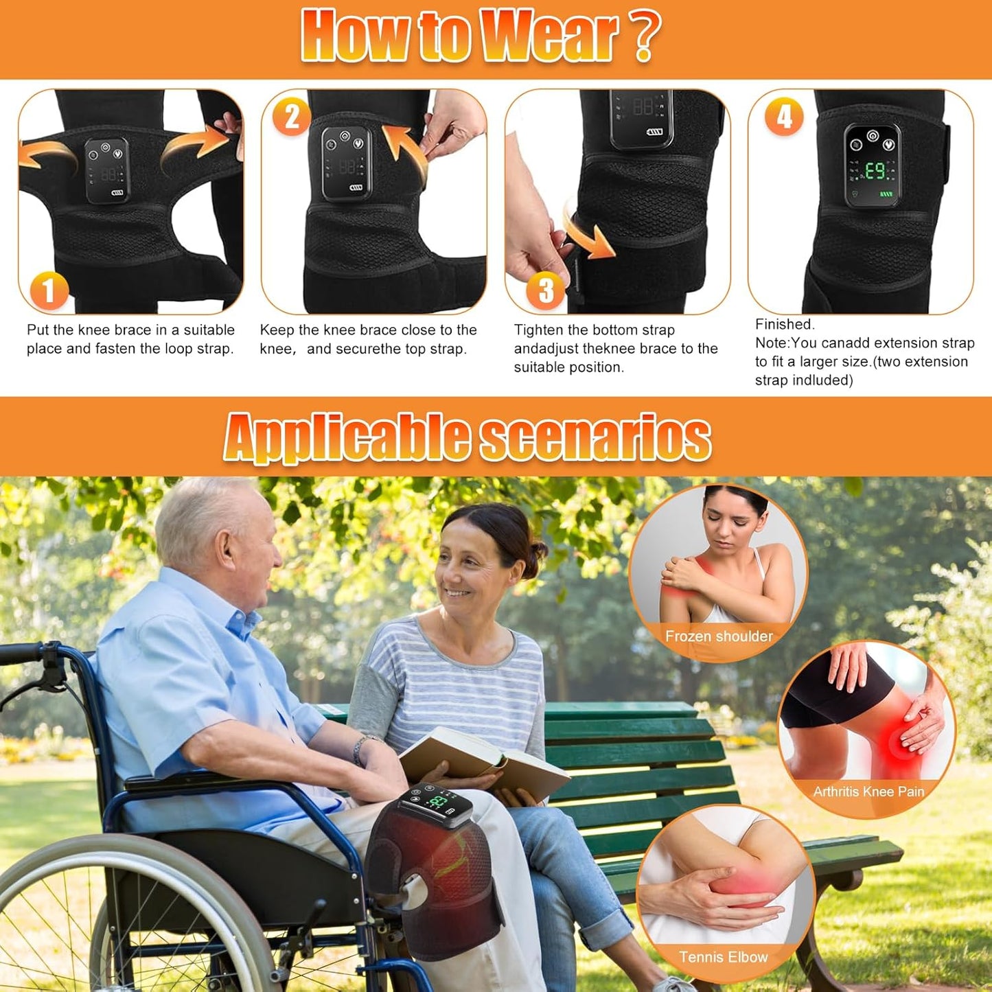 EQUINOX INDIA Heating Knee Massager with Vibration – Cordless Knee Pain Relief Wrap for Joint, Muscle & Arthritis Comfort