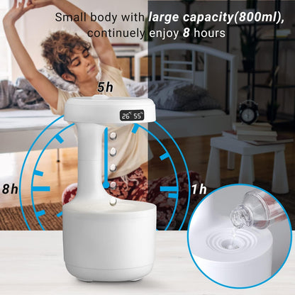 EQUINOX 2025 Floating Anti-Gravity Humidifier | Smart Cool-Mist Lamp with LED Clock (800ml)