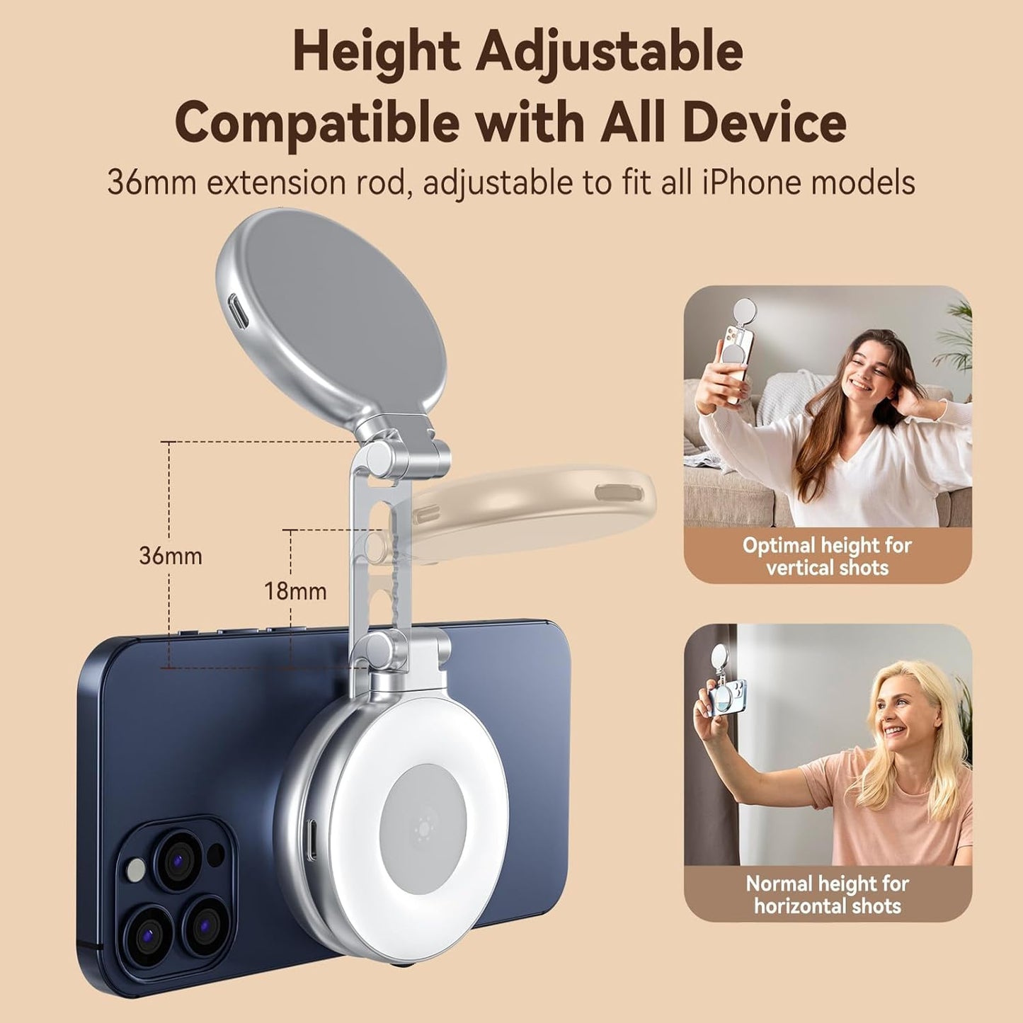 EQUINOX INDIA Magnetic Selfie Ring Light with Makeup Mirror | Pocket Fill Light for Phone & Video