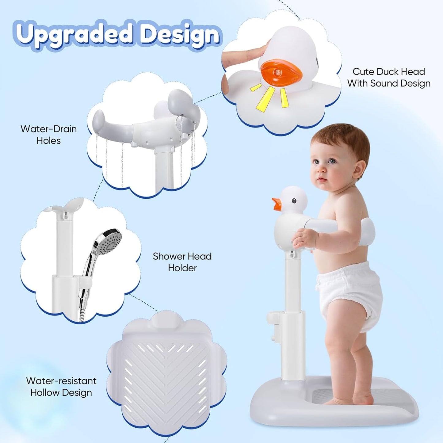 EQUINOX INDIA Adjustable Baby Shower Stand for Toddlers & Infants (0–3 Years) | Safe Standing Baby Bath Support with Anti-Slip Base