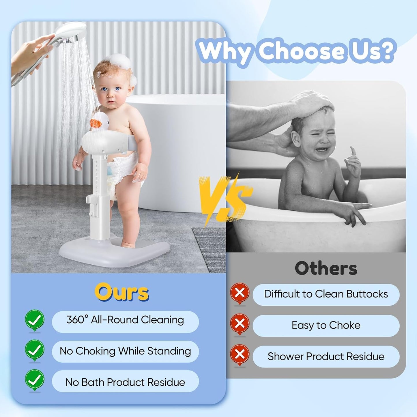 EQUINOX INDIA Adjustable Baby Shower Stand for Toddlers & Infants (0–3 Years) | Safe Standing Baby Bath Support with Anti-Slip Base