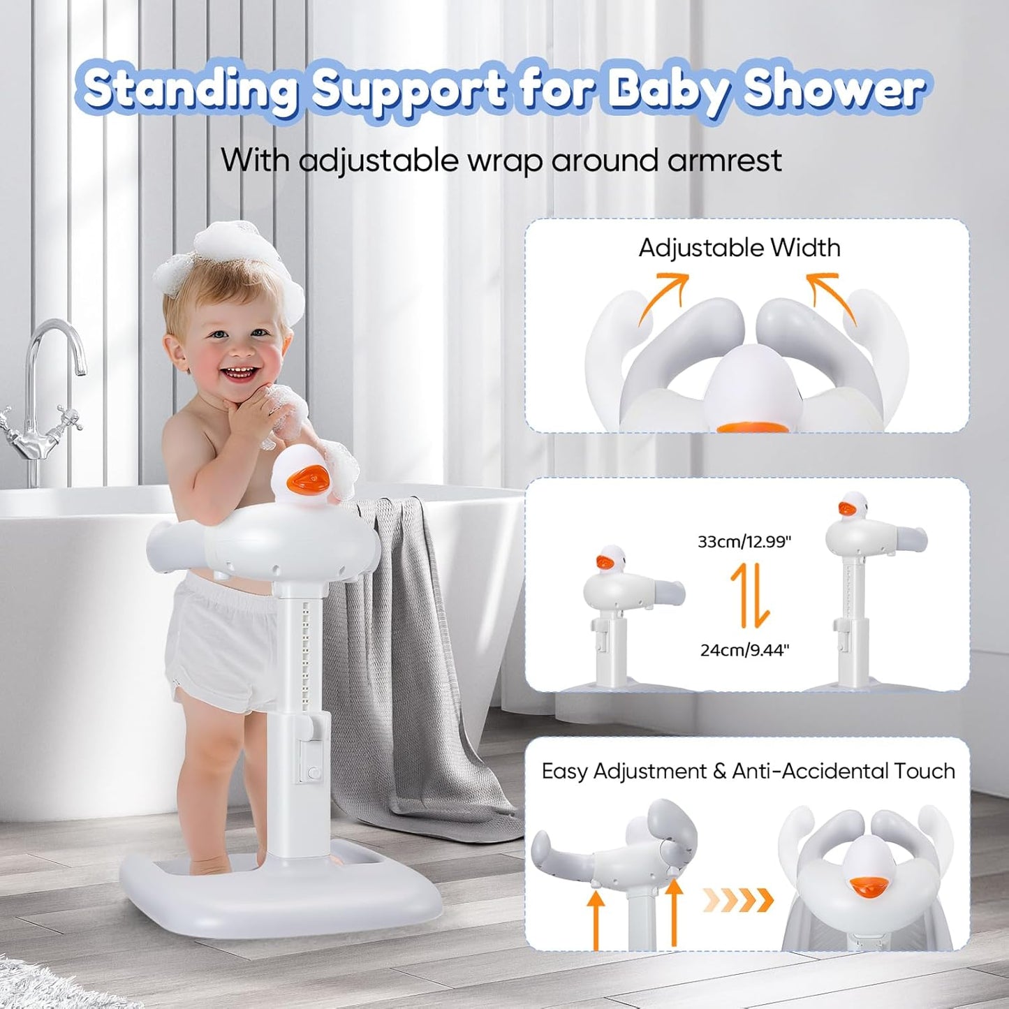 EQUINOX INDIA Adjustable Baby Shower Stand for Toddlers & Infants (0–3 Years) | Safe Standing Baby Bath Support with Anti-Slip Base