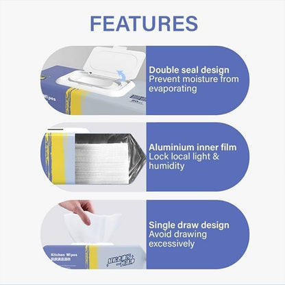 EQUINOX INDIA Disposable Cleaning Wet Wipes – Multipurpose Surface Cleaning Wipes for Kitchen, Bathroom & Home (Cute Design, Easy Pull-Out)