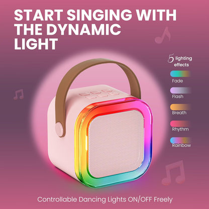 EQUINOX INDIA Kids Karaoke Machine with 2 Wireless Microphones Bluetooth Speaker Portable Singing Toy LED Lights 5 Voice Effects 4-6 Hours Battery for Children Boys Girls 4-10 Years Birthday Gift India