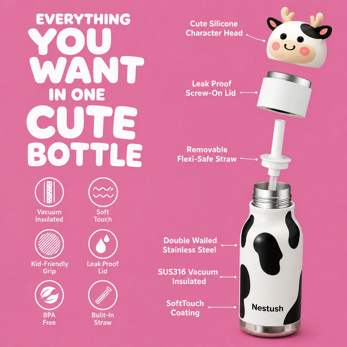 Equinox Buddy Sipper — Insulated Kids Water Bottle 480ml | Leak-Proof, BPA-Free