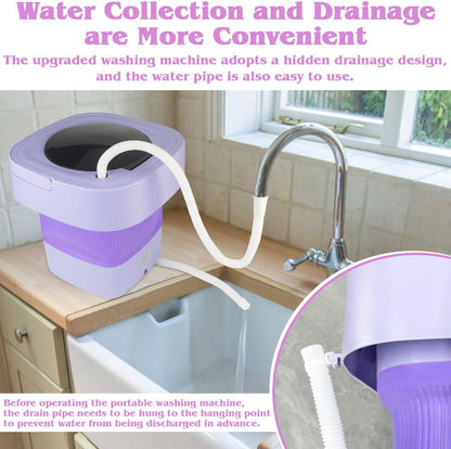 EQUINOX INDIA Portable Mini Washing Machine 11L Foldable Compact Washer for Travel Camping Dorms Small Clothes Underwear Baby Clothes USB Powered Lightweight 3.5 lbs Top Load Bucket Washer with Drainage Basket India