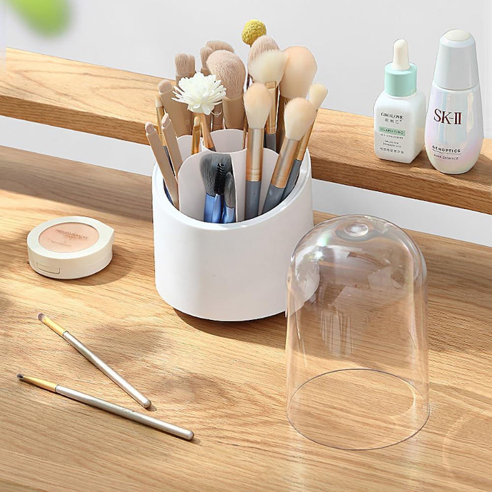 EQUINOX INDIA 360° Rotating Makeup Organizer with Lid – Dustproof Vanity Storage Box