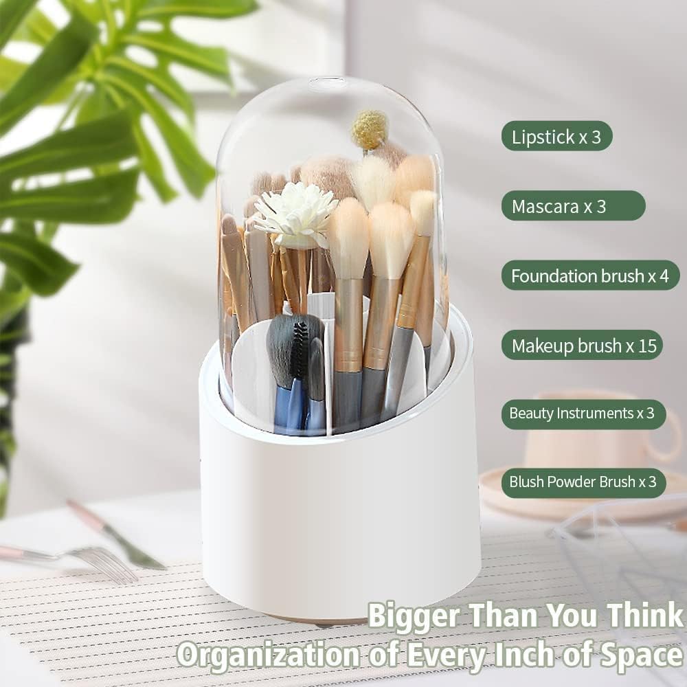 EQUINOX INDIA 360° Rotating Makeup Organizer with Lid – Dustproof Vanity Storage Box