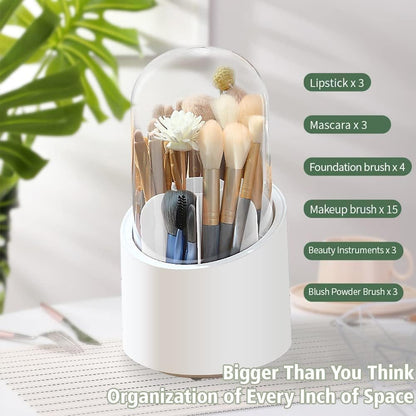 EQUINOX INDIA 360° Rotating Makeup Organizer with Lid – Dustproof Vanity Storage Box