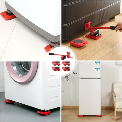EQUINOX INDIA Furniture Lifter with Wheels Heavy Duty Furniture Moving System 150kg Capacity 360° Rotation Furniture Mover Tool Set with 4 Corner Sliders Ergonomic Lifter Bar for Sofa Bed Refrigerator Almirah Moving Kit