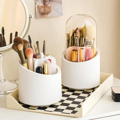 EQUINOX INDIA 360° Rotating Makeup Organizer with Lid – Dustproof Vanity Storage Box