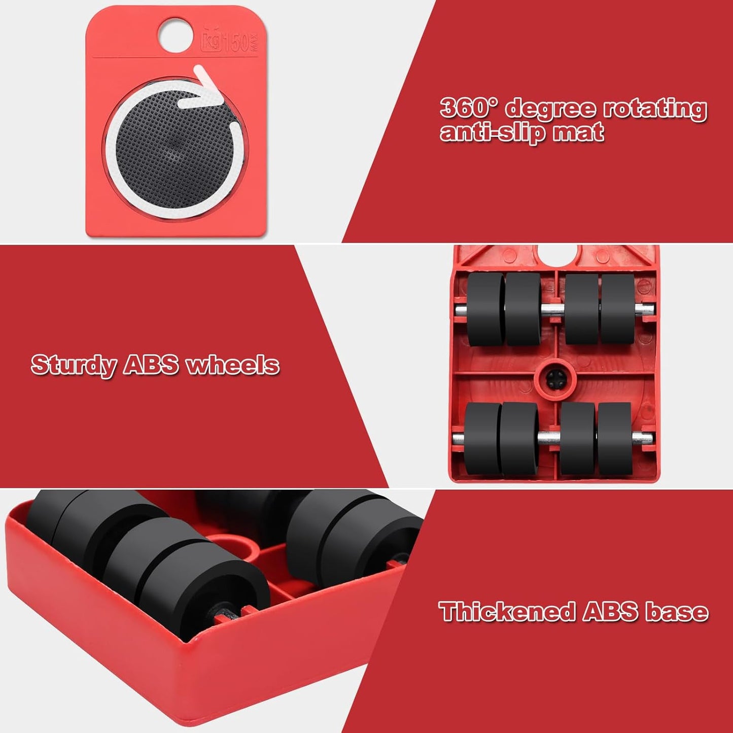 EQUINOX INDIA Furniture Lifter with Wheels Heavy Duty Furniture Moving System 150kg Capacity 360° Rotation Furniture Mover Tool Set with 4 Corner Sliders Ergonomic Lifter Bar for Sofa Bed Refrigerator Almirah Moving Kit