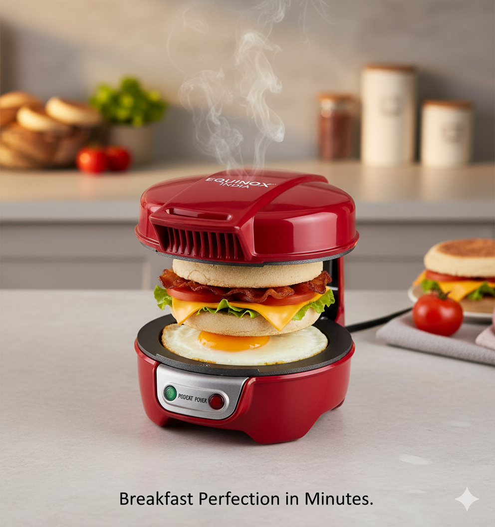 🍔 EQUINOX India GrillMate™ 4-in-1 Electric Burger Maker | Press, Toaster & Sealed Burger Machine