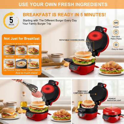🍔 EQUINOX India GrillMate™ 4-in-1 Electric Burger Maker | Press, Toaster & Sealed Burger Machine