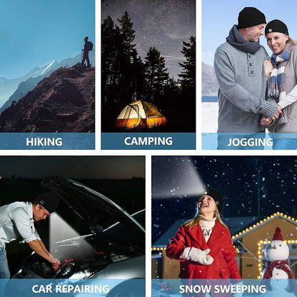 EQUINOX India Bluetooth Music Cap™ — Wireless Bluetooth Beanie with HD Speakers & Rechargeable LED Headlamp