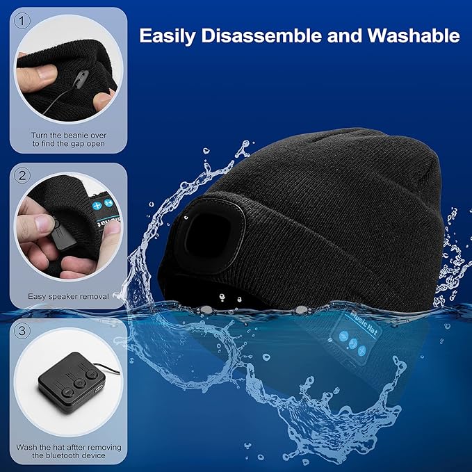 EQUINOX India Bluetooth Music Cap™ — Wireless Bluetooth Beanie with HD Speakers & Rechargeable LED Headlamp