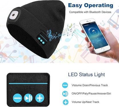 EQUINOX India Bluetooth Music Cap™ — Wireless Bluetooth Beanie with HD Speakers & Rechargeable LED Headlamp