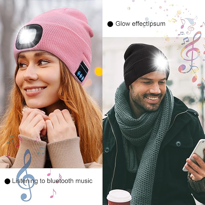 EQUINOX India Bluetooth Music Cap™ — Wireless Bluetooth Beanie with HD Speakers & Rechargeable LED Headlamp